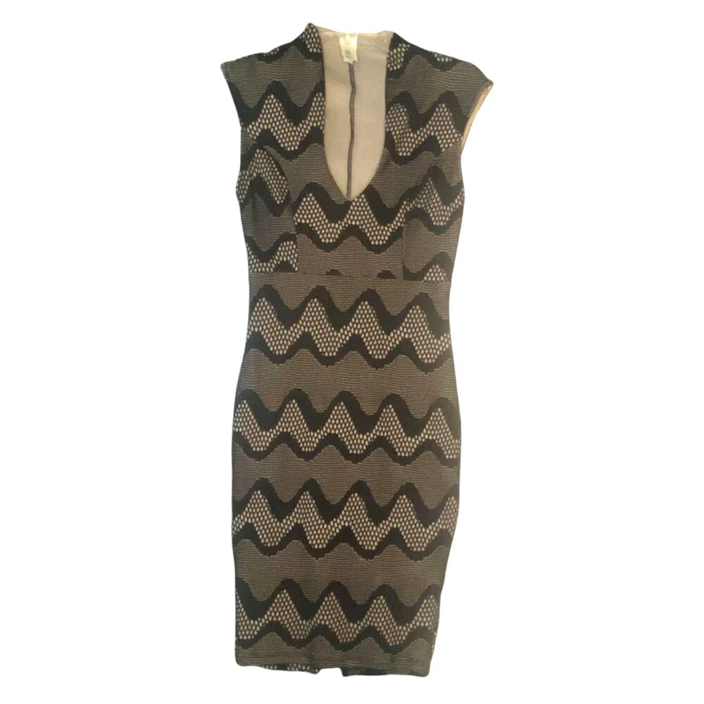 Steps Women Black Nude Bandage Midi Dress Bodycon Pencil Medium